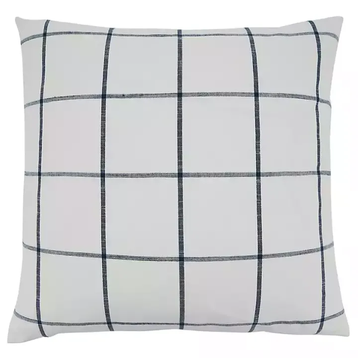 Cream White Large Checked Throw Pillow