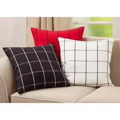 Cream White Large Checked Throw Pillow