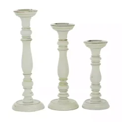 Daisy White Rustic 3-pc. Candle Holder Set