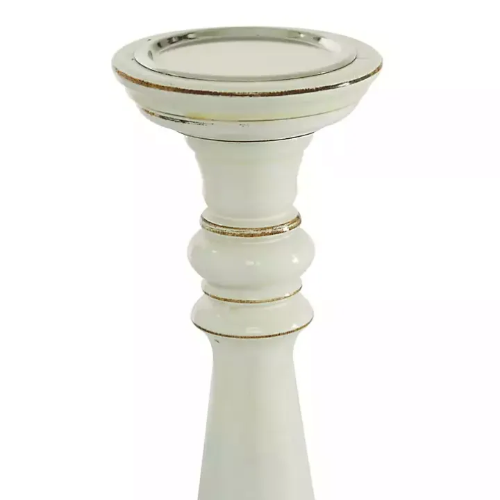 Daisy White Rustic 3-pc. Candle Holder Set