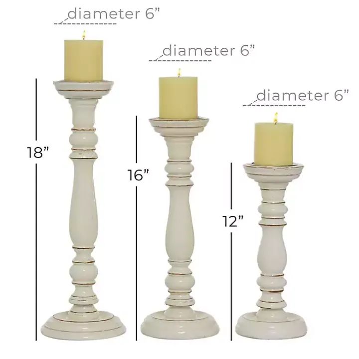 Daisy White Rustic 3-pc. Candle Holder Set