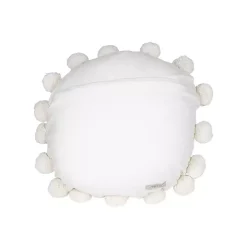 Daisy White Soft Poms Round Throw Pillow