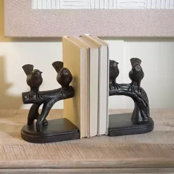 Dark Bronze Perched Birds Bookends, Set of 2