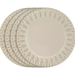 Dark Cream Plume Border Chargers, Set of 4