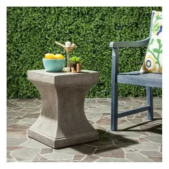 Dark Gray Concrete Pedestal Accent Table