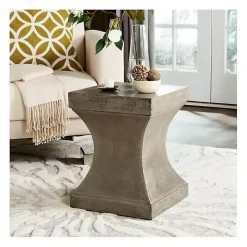 Dark Gray Concrete Pedestal Accent Table