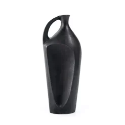 Dark Gray Metal Jug Vase, 14 in.