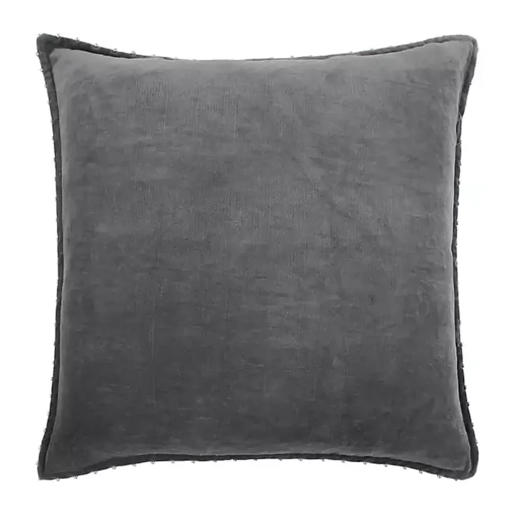 Dark Gray Solid Cotton Pillow, 22 in.