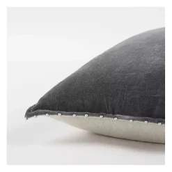 Dark Gray Solid Cotton Pillow, 22 in.