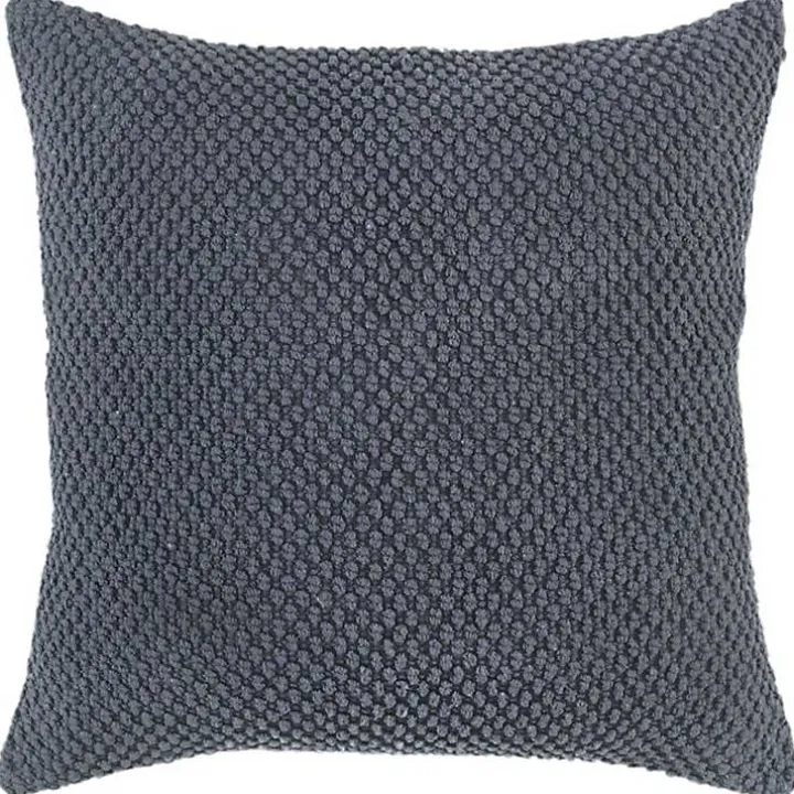 Dark Gray Woven Nubby Pillow