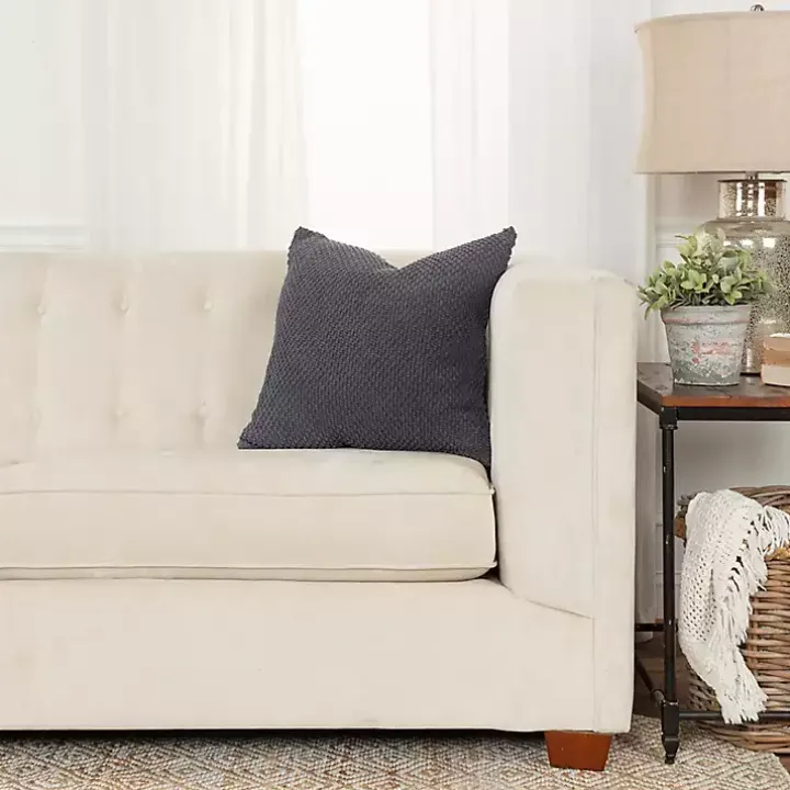 Dark Gray Woven Nubby Pillow