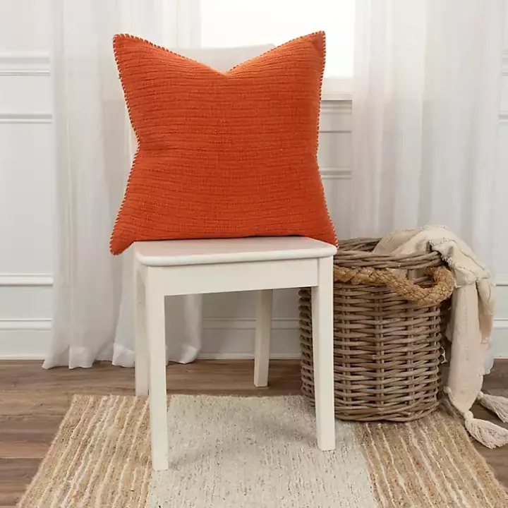 Dark Orange Subtle Striped Oversized Pillow
