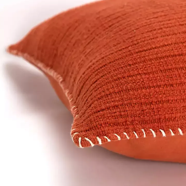 Dark Orange Subtle Striped Oversized Pillow