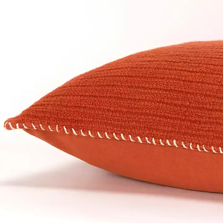 Dark Orange Subtle Striped Oversized Pillow