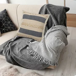 Denim Blue Braided Stripe Throw Pillow, 20 in.