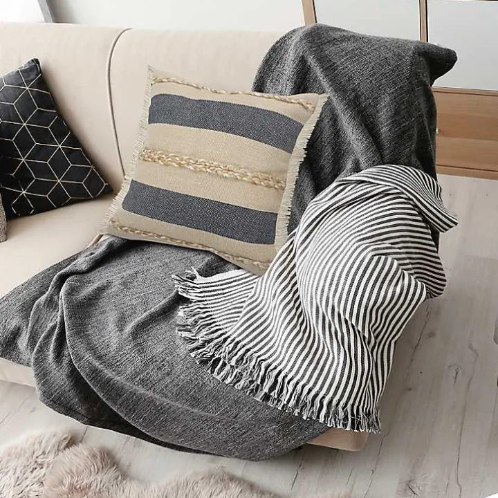 Denim Blue Braided Stripe Throw Pillow, 20 in.