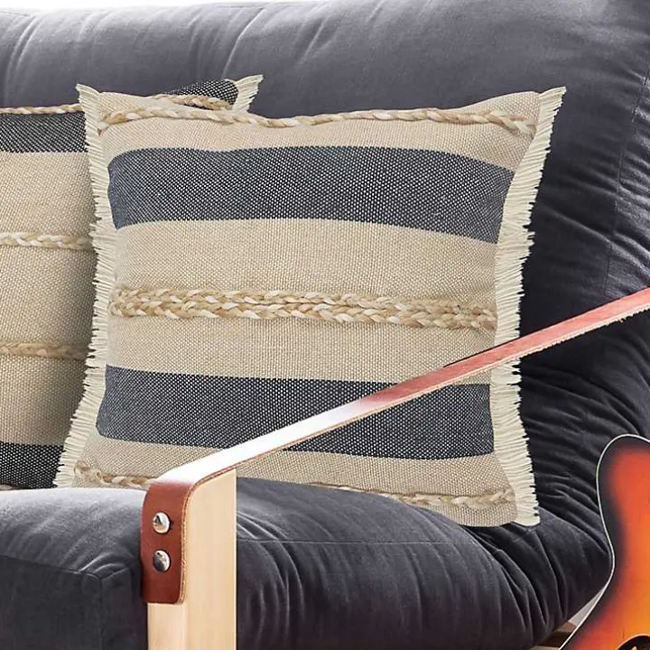Denim Blue Braided Stripe Throw Pillow, 20 in.