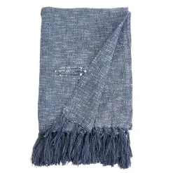 Denim Blue with Fringe Throw Blanket
