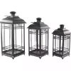 Distressed Black Metal Lanterns, Set of 3