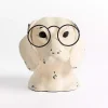 Distressed Cream Dog with Glasses Figurine