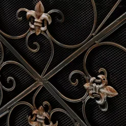Distressed Fleur De Lis Three-Panel Fire Screen