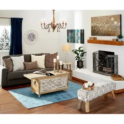 Distressed Fleur De Lis Three-Panel Fire Screen