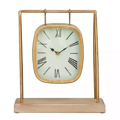 Distressed Gold Frame Square Tabletop Clock