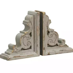 Distressed Gray Scrolled Bookends, Set of 2