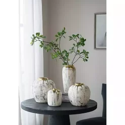 Distressed Gray Vase with Gold Splatter, 8 in.