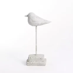 Distressed Ivory Bird Figurine, 12 in.