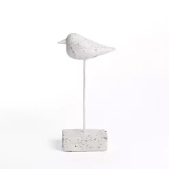 Distressed Ivory Bird Figurine, 10 in.