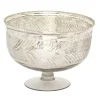 Distressed Silver Glass Pedestal Bowl