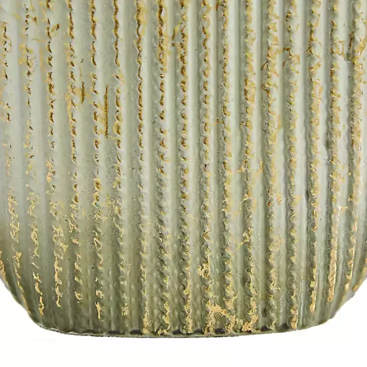 Distressed White and Beige Flat Vases, Set of 2