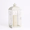 Distressed White Cathedral Iron Lantern, 18 in.