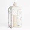 Distressed White Cathedral Iron Lantern, 21 in.