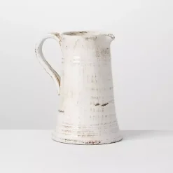 Distressed White Decorative Pitcher