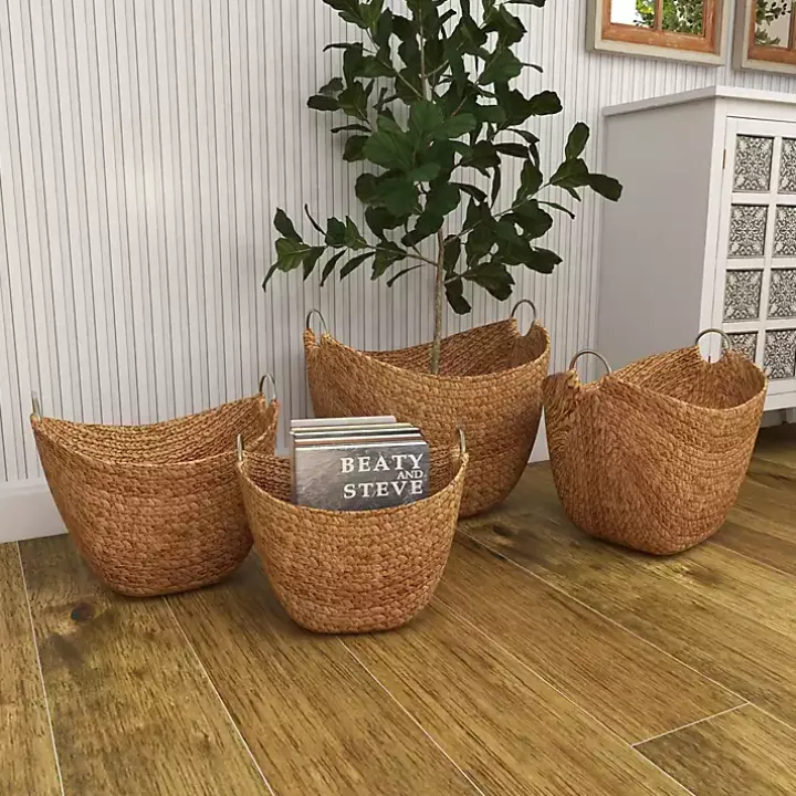 Dutch Woven Seagrass Baskets, Set of 4
