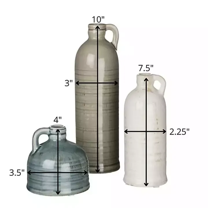 Earth Tones Jug Vases, Set of 3