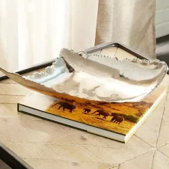 Earthy Abstract Cracked Silver Decorative Tray