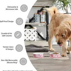 Eat & Drink Large Striped Pet Bowls, Set of 2