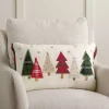 Embroidered Christmas Trees & Plaid Pillow