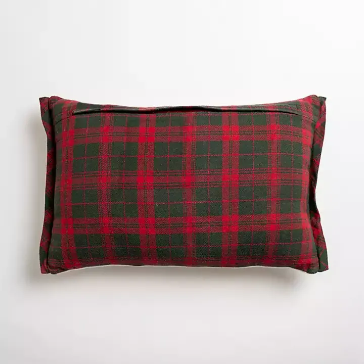 Embroidered Christmas Trees & Plaid Pillow