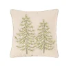 Embroidered Evergreens Throw Pillow