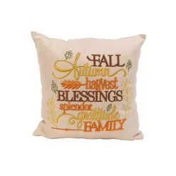 Embroidered Fall Terms Throw Pillow