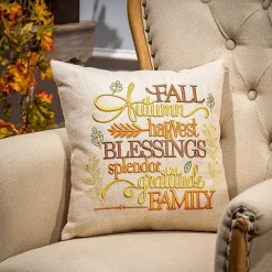 Embroidered Fall Terms Throw Pillow
