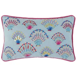 Embroidered Tropical Shells Lumbar Pillow
