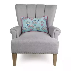 Embroidered Tropical Shells Lumbar Pillow