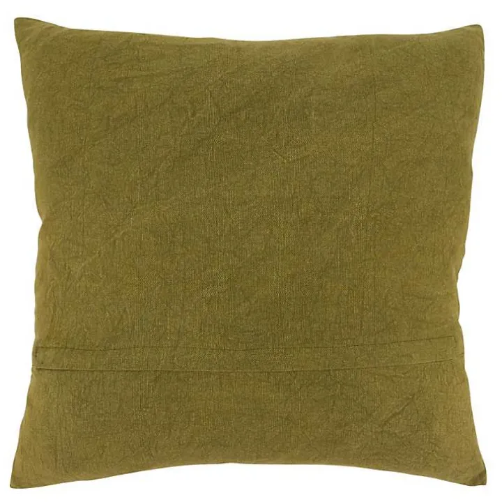 Emerald Stone Wash Embroidered Throw Pillow