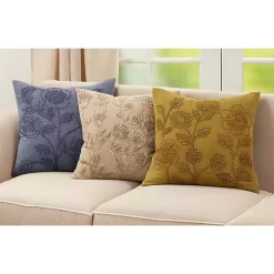 Emerald Stone Wash Embroidered Throw Pillow