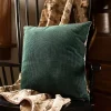 Emerald Velvet Corduroy Throw Pillow